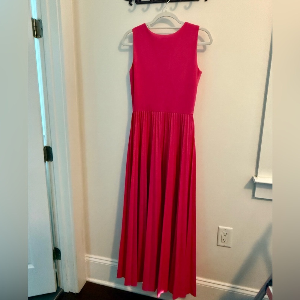 Alfred Shaheen Hot Pink Chic Fuchsia Maxi Dress Vintage 10 modern 6 - Picture 3 of 4